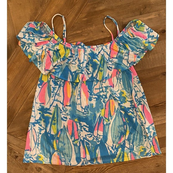 Lilly Pulitzer Tamiami Off-the-Shoulder Top in “Beach and Bae” Size XXS‎ - Picture 9 of 9